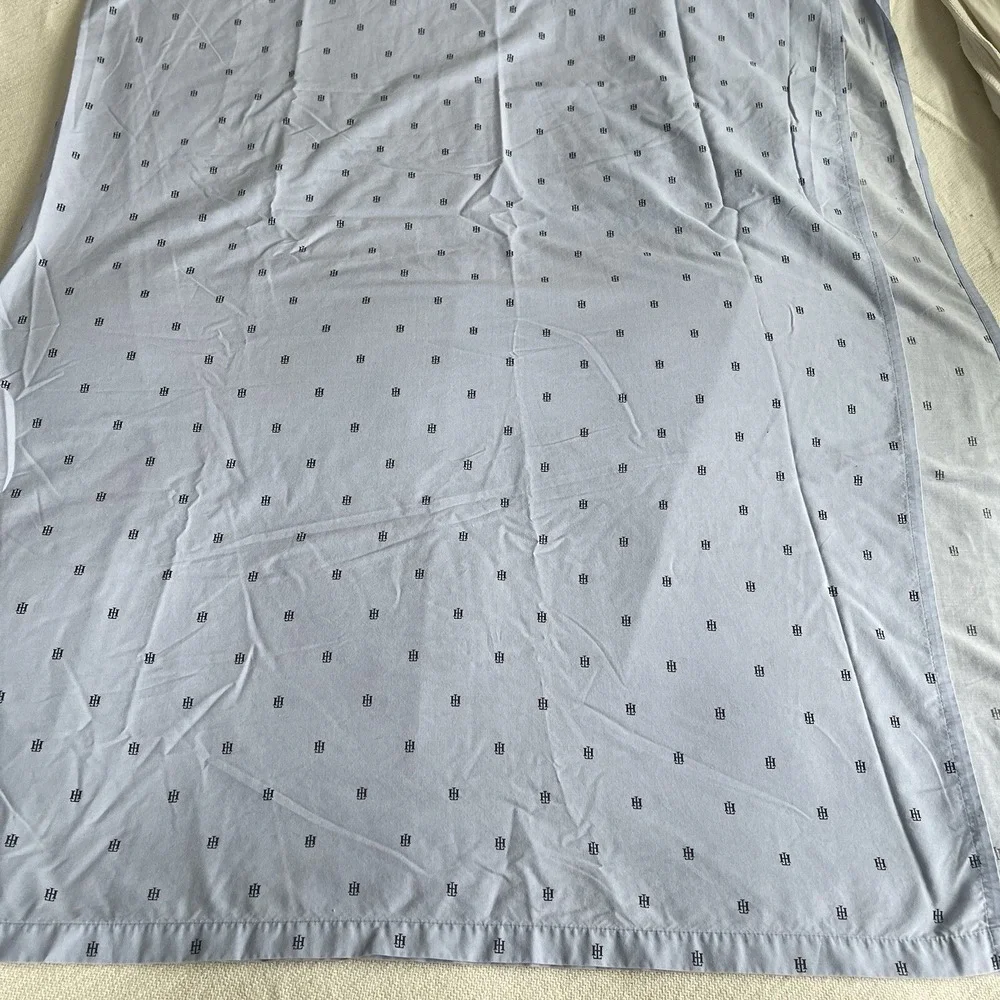 TOMMY HILFIGER TH LOGO INITIALS Blue Classic FULL Flat Flat Sheet Cotton Blend‎